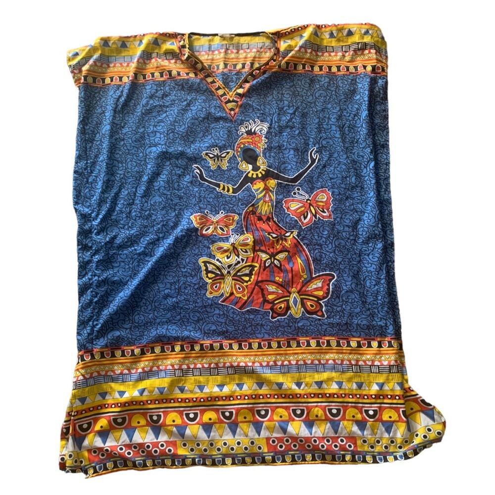 Gypsie Blu kaftan swim cover up one size large xl medium blue dancing beach - Picture 3 of 10